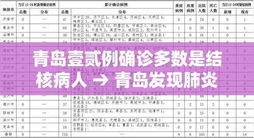 青岛壹贰例确诊多数是结核病人 → 青岛发现肺炎