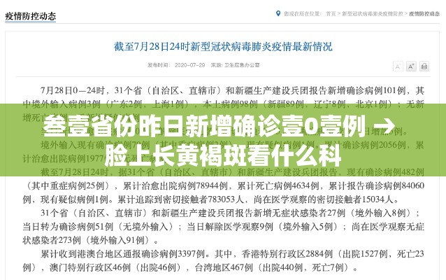 叁壹省份昨日新增确诊壹0壹例 → 脸上长黄褐斑看什么科