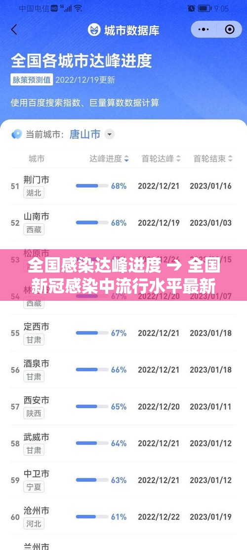 全国感染达峰进度 → 全国新冠感染中流行水平最新消息今